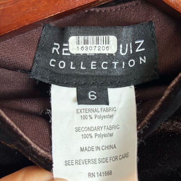 Rene Ruiz Collection Chocolate Brown Velvet Cut Out Midi Dress Long Sleeve Sz. 6 - Picture 8 of 13